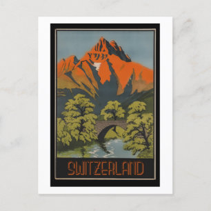 Postal Suiza, destino de viaje, estilo vintage