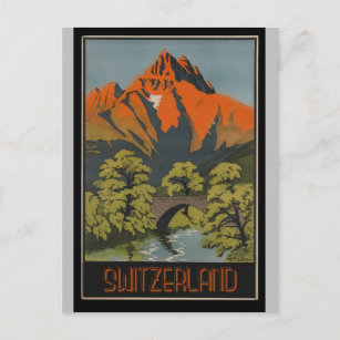 Postal Suiza Poster de Viajes de Vintage