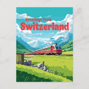 Postal Suiza Viaje en tren de montaña