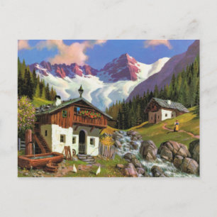 Postal Suiza Vintage Gletscherwelt, localidad,