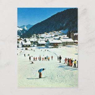 Postal Suiza vintage, Morgins Ecole de ski