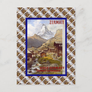 Postal Suiza vintage, Zermatt