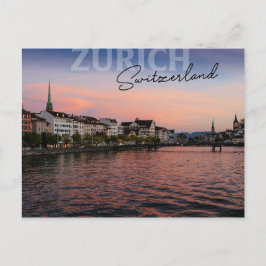 Postal Suiza Zúrich en las primeras horas de la noche