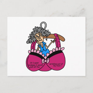 Postal Sujetadores y humor de las arrugas