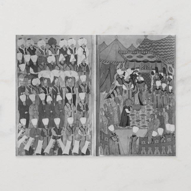 Postal Sultan Ahmed III Distribución de Dinero (Anverso)