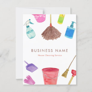 Postal Suministros de limpieza de la casa de acuarela col