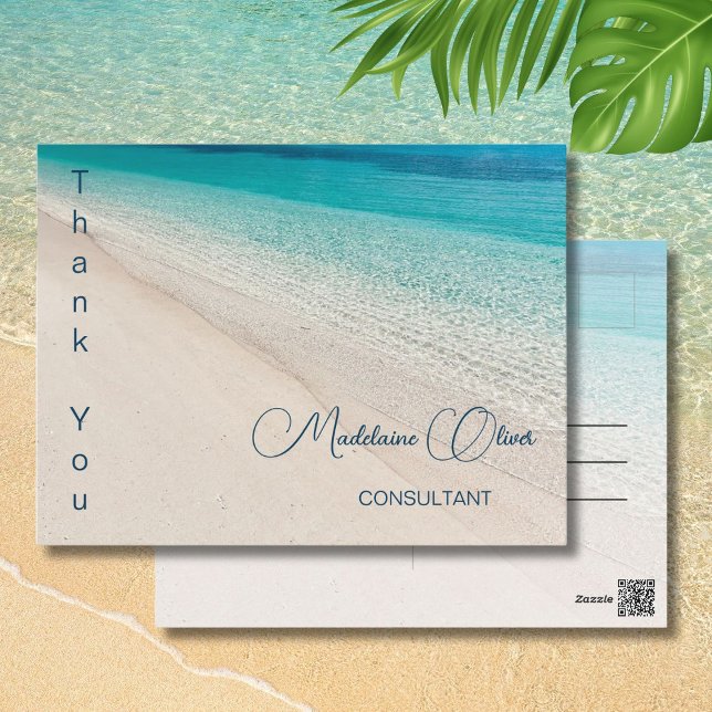 Postal Summer Beach Scene Blue Gracias (Subido por el creador)