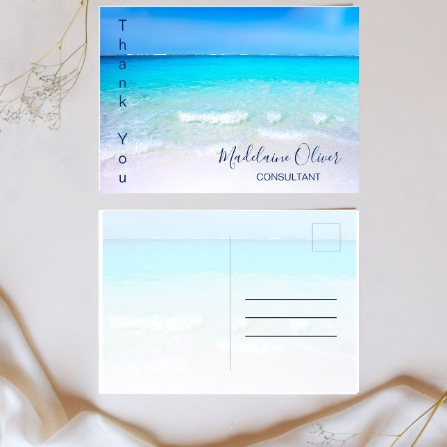 Postal Summer Beach Scene Ocean Blue Gracias (Subido por el creador)
