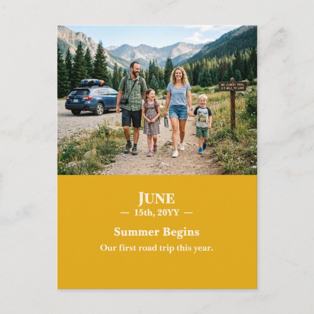 Postal Summer Begins June Memory Photo Postcard (Anverso)