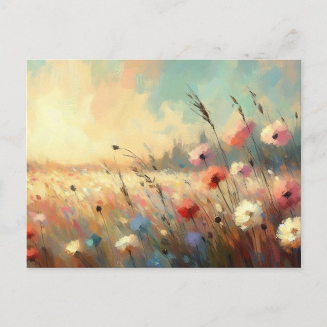 Postal Summer  Flower Field Nature Scene Impressionist Ar (Anverso)