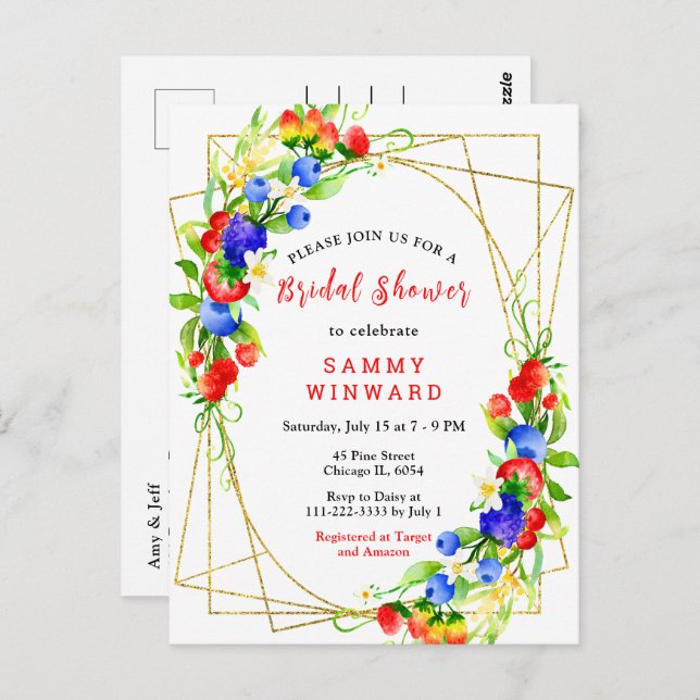 Postal Summer Mixed Berries Bridal Shower (Anverso / Reverso)