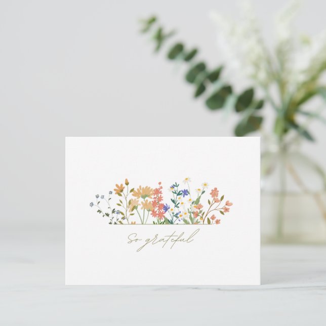 Postal Summer Widlflower Boho Boda Gracias (Anverso de pie)