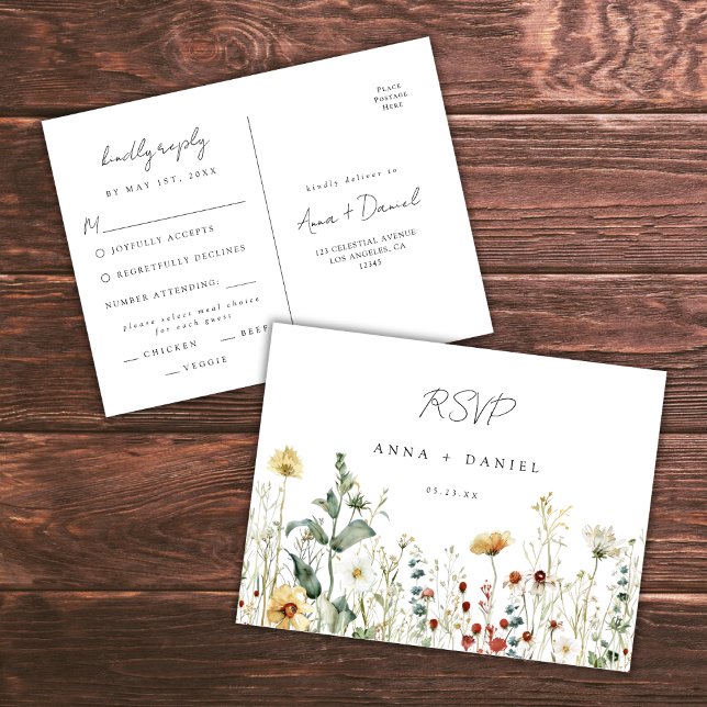 Postal Summer Wildflower Field Wedding RSVP (Subido por el creador)