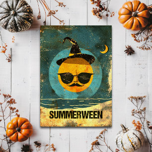 Postal Summerween Bruja Retro Soleado Espeluznante Verano