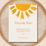 Postal Sun Baby Shower Gracias<br><div class="desc">Esta simple ducha de bebé gracias a la postal está decorada con un sol de color amarillo acuático y una tipografía simple sobre un suave fondo crema. Personalizable fácil. Utilice la Herramienta de diseño para cambiar el tamaño, estilo o color del texto. Porque creamos nuestra obra de arte no encontrarás...</div>