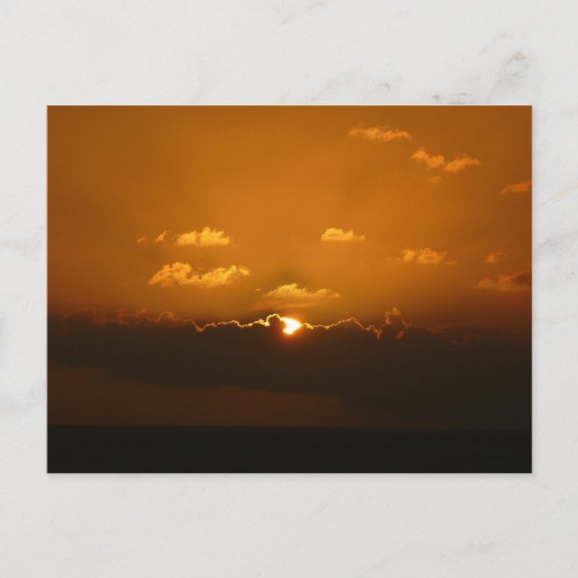 Postal Sun Behind Clouds I Naranja Sunset Photo (Anverso)