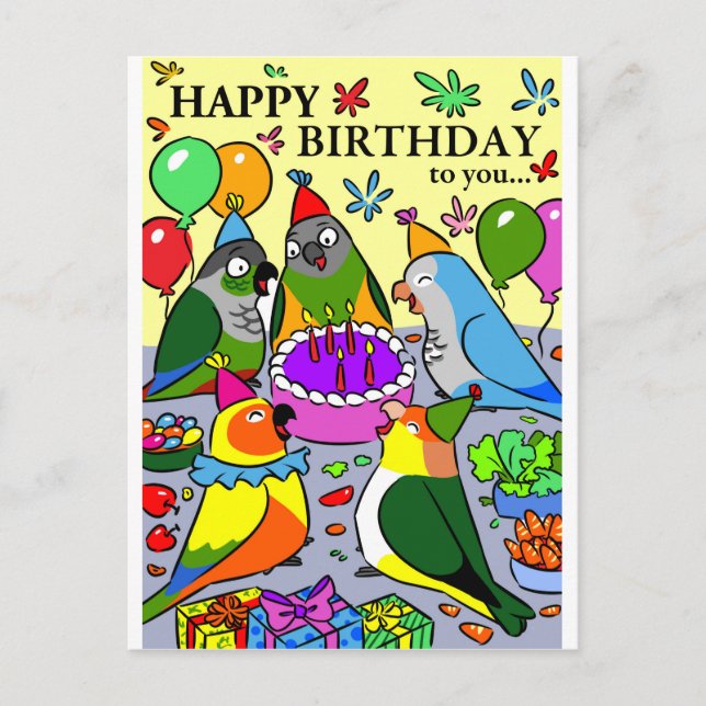 Postal sun conure gcc quaker caique senegal loro feliz (Anverso)