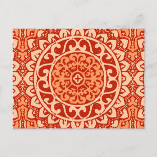 Postal Sun Mandala Batik del Suroeste, Naranja Coral