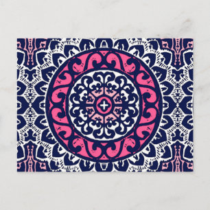 Postal Sun Mandala, Fuchsia, Marina y Blanco del Suroeste