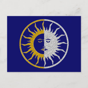 Postal SUN & MOON Symbol - plata dorada