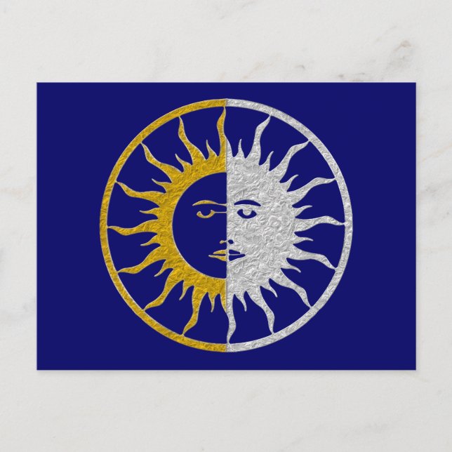 Postal SUN & MOON Symbol - plata dorada (Anverso)