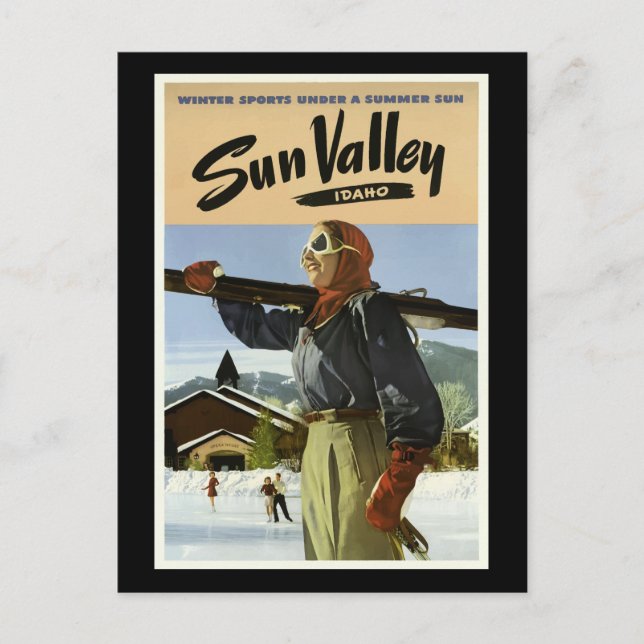 Postal Sun Valley, Idaho, Poster de Viajes Vintage, (Anverso)