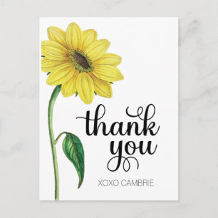 Postal Sunflower acuarela Gracias