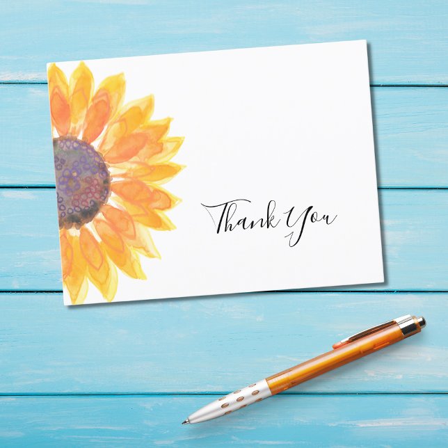 Postal Sunflower acuarela Gracias (Subido por el creador)