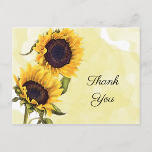 Postal Sunflower and Watercolor in Sunshine Gracias