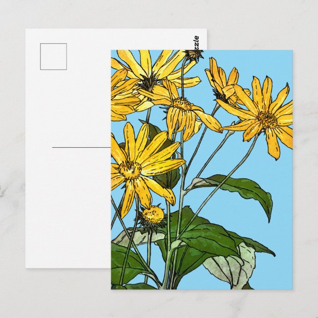 Postal Sunflower Art Nouveau (Anverso / Reverso)