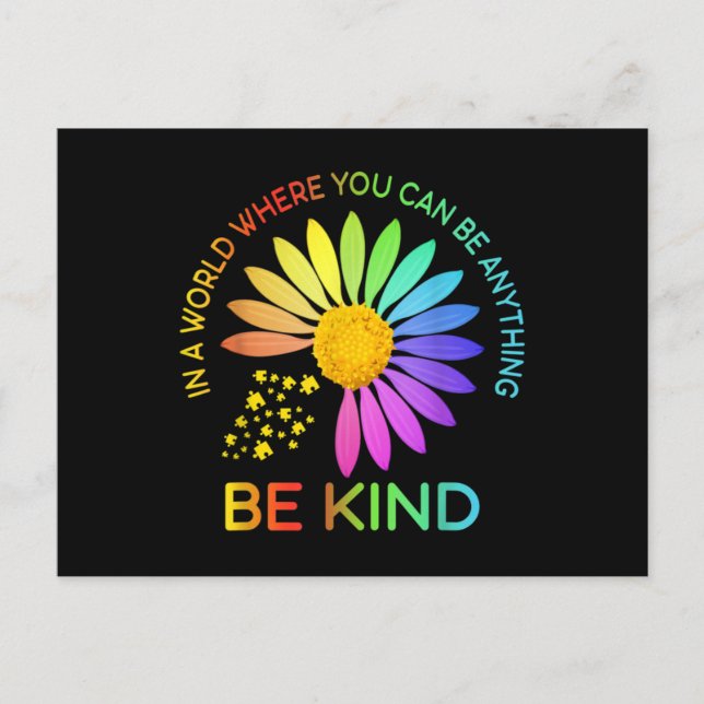 Postal Sunflower Autism Awareness Be Kind Puzzle Mom (Anverso)