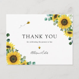 Postal Sunflower Bee Baby Shower Gracias Postcard