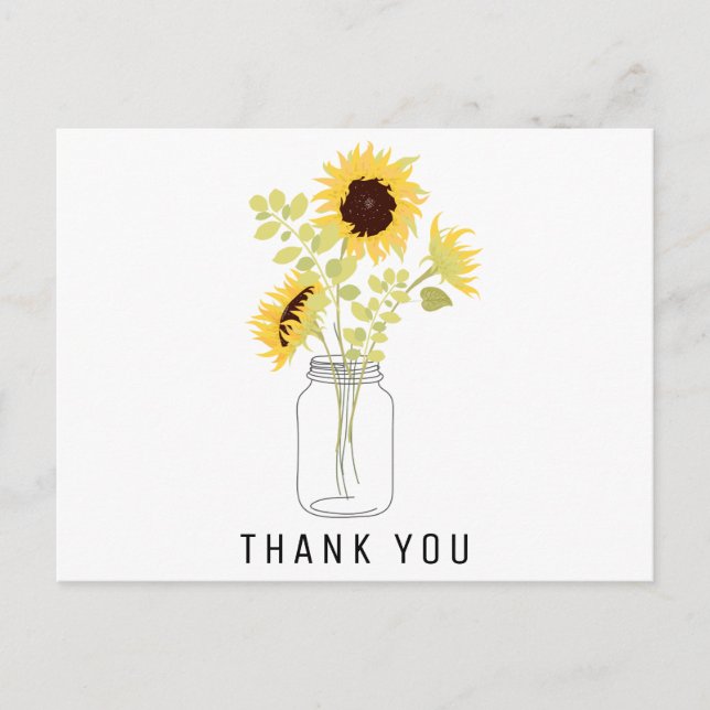 Postal Sunflower Bridal Shower por correo gracias (Anverso)