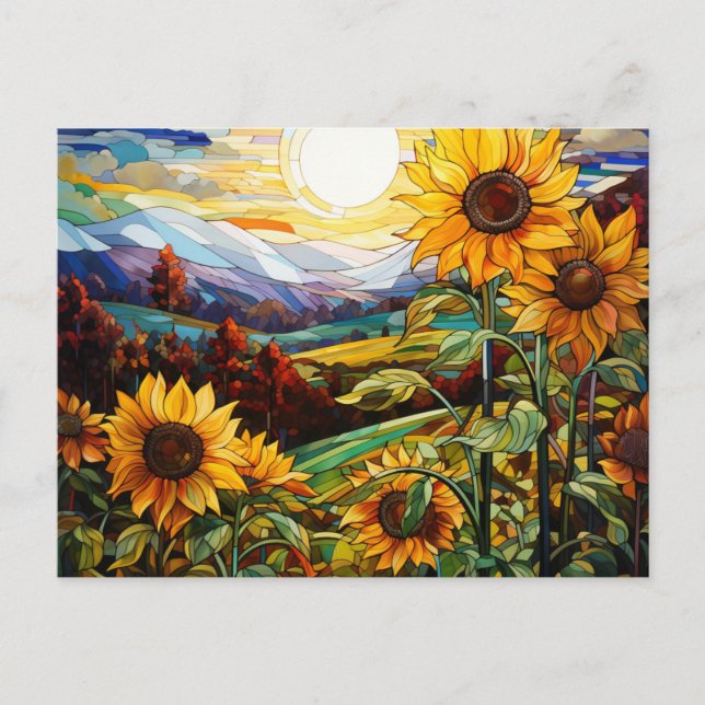 Postal Sunflower Montañas de vidrio templado Sunset (Anverso)