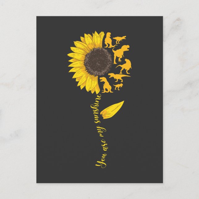 Postal Sunflower Sunshine Cute Dinosaur Lover Trex Dino (Anverso)