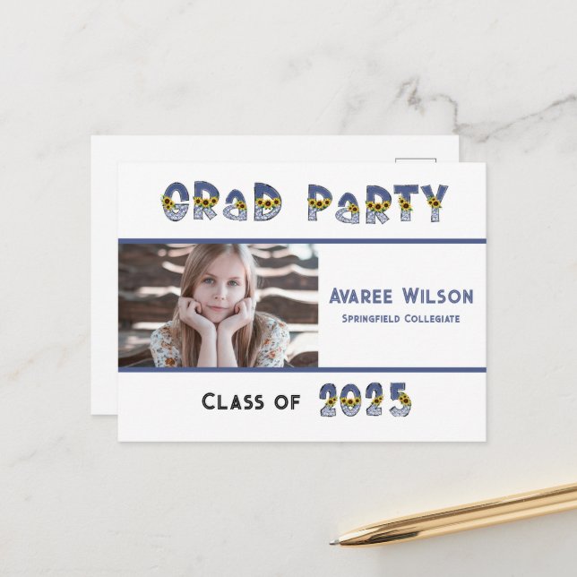 Postal Sunflower y una escuela secundaria de fotos de nie (Anverso/Reverso In Situ)