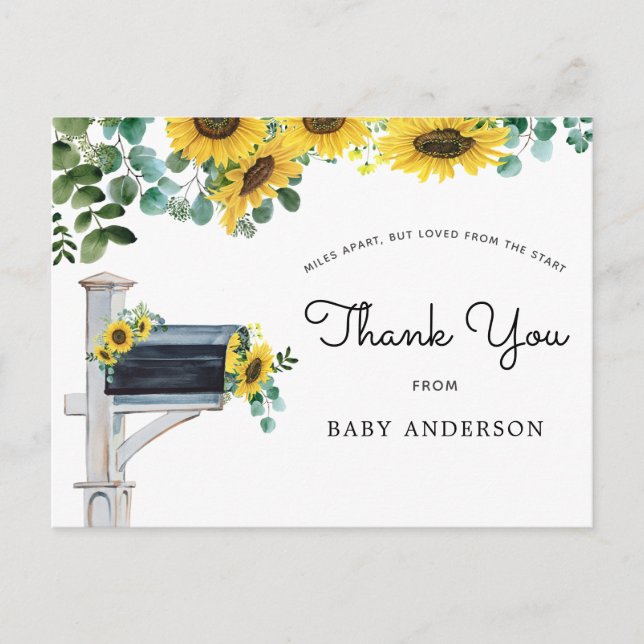 Postal Sunflowers Baby Shower por correo (Anverso)