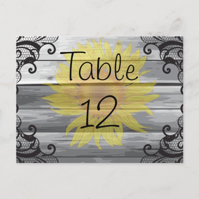 Postal Sunflowers Barn Wood y Black Lace (Anverso)