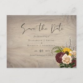 Postal Sunflowers Burgundy Marsala Boda de presupuesto ba