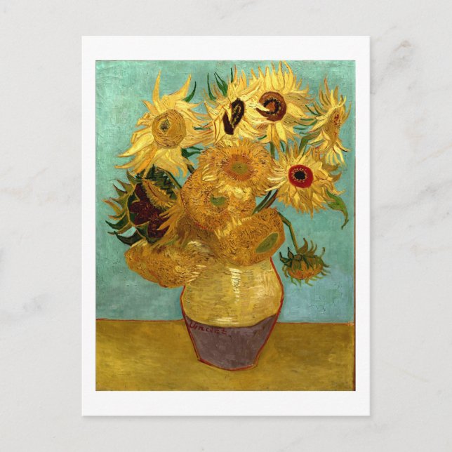 Postal Sunflowers en un Bella Artes Vase Van Gogh (Anverso)