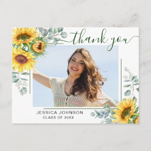 Postal Sunflowers Eucalyptus PHOTO Graduación Gracias P