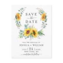Sunflowers Eucalyptus Wreath Wedding Save the Date