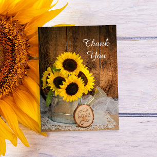 Postal Sunflowers Garden Waters Can Boda Gracias