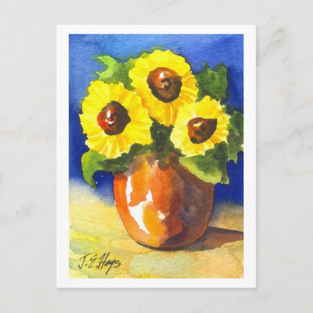 Postal Sunflowers in Clay Pot (Anverso)