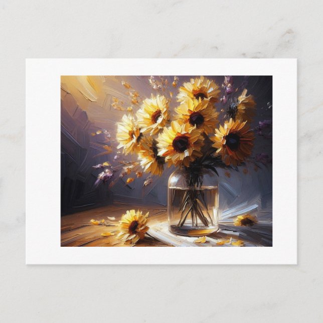 Postal Sunflowers in Vase, (Anverso)