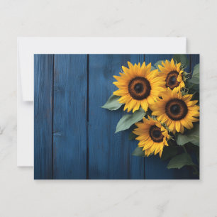 Postal Sunflowers on Navy Blue Wood