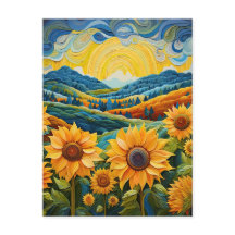 Sunflowers Sunrise Resumen Ilustracion Natural