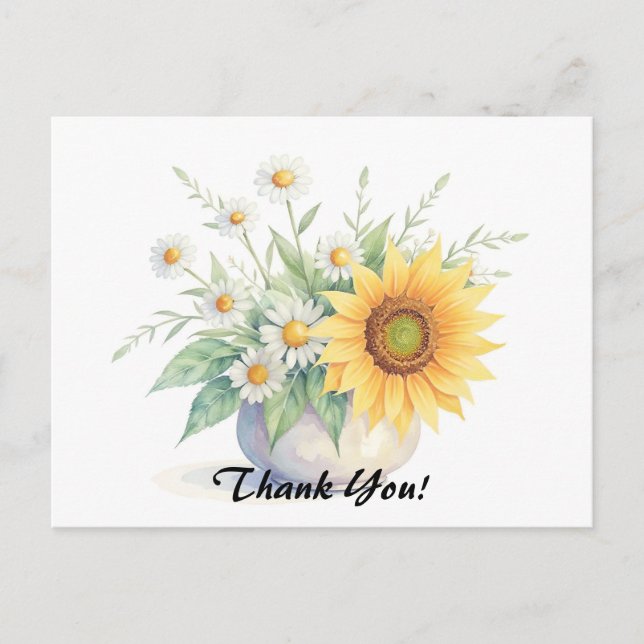 Postal Sunflowers y Daisies Bouquet (Anverso)