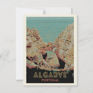 Postal Sunny Algarve Coast View Ilustracion, Portugal