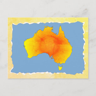 Postal Sunny Australia Mapa vieja textura de papel desgar